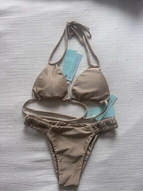 San Lorenzo Champagne Beige Triangle Bikini Set